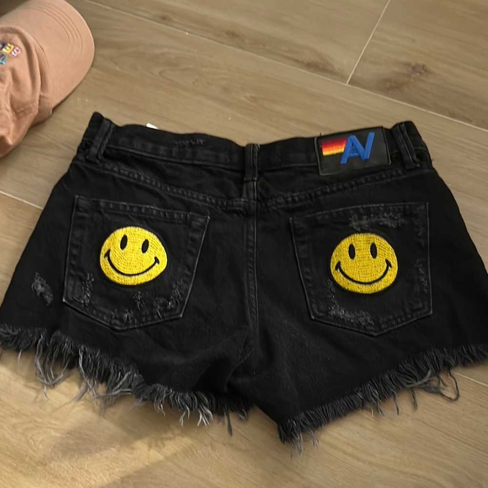 Black Distressed Denim Shorts - Picture 2 of 2